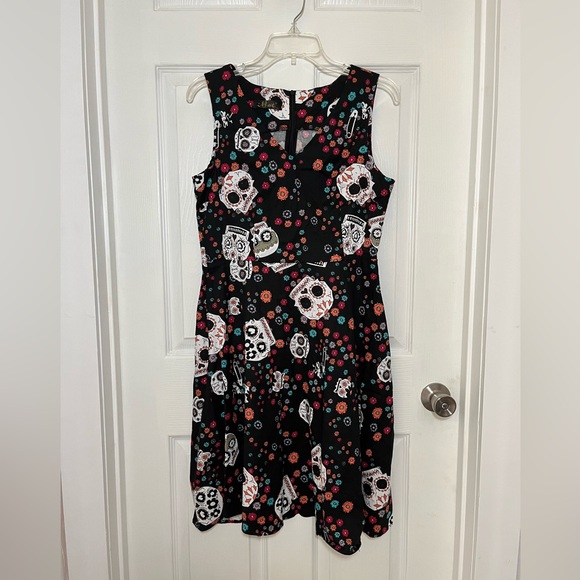 Ihot Dresses & Skirts - Ihot Floral Sugar Skull Print Sleeveless Dress